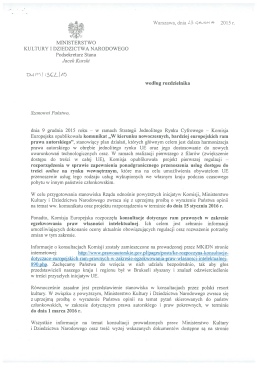 Zaproszenie do konsultacji - Prawo autorskie i medialne