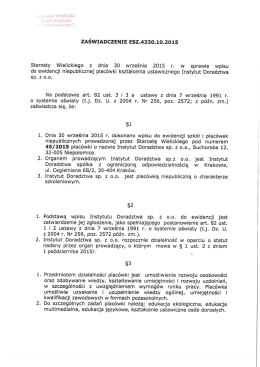 Wpis do ewidencji szkół i placówek niepublicznych