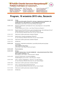 Program, 18 września 2015 roku, Szczecin