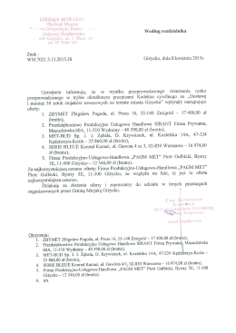 Informacja o wyniku rozeznania cenowego