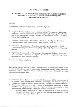 Porozumienie z organizacjami związkowymi reprezentującymi