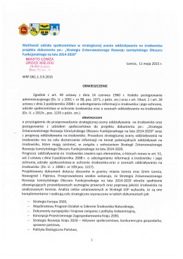 Możliwość udziału społeczeństwa w strategiczne
