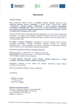 Zaproszenie na szkolenia - Generalna Dyrekcja Ochrony Środowiska