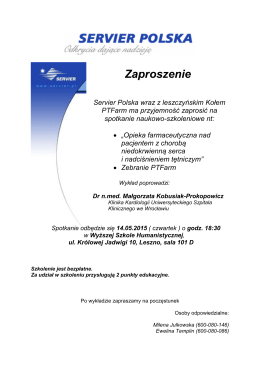 Zaproszenie Leszno Servier 14.05.2015 - OIA Bielsko