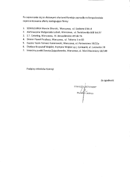 Po zapoznaniu się ze złożonymi ofertami Komisja zaprosiła na