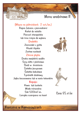 menu urodzinowe II - Karczma w Komorowicach