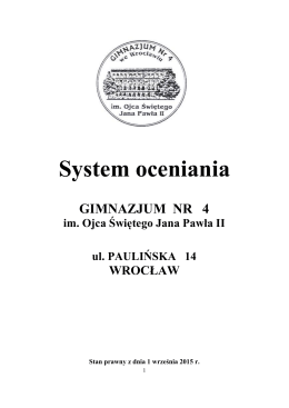 System oceniania - Gimnazjum nr 4 we Wrocławiu
