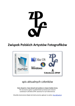 Spis aktualnych członków ZPAF - Związek Polskich Artystów