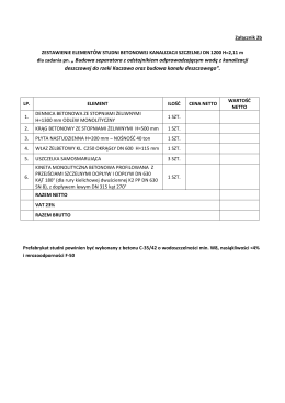 ZESTAWIENIE ELEMENTÓW STUDNI BETONOWEJ