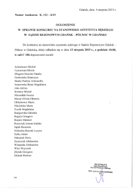 oGŁoSzENrE w SPRAWIE KONKURSU NA sTANoWISKo