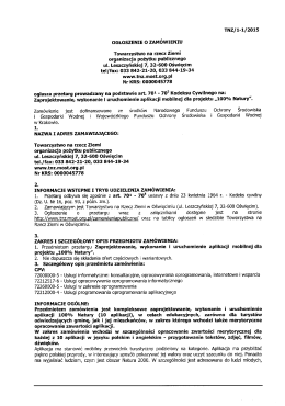 ogloszenie o zamowieniu numer TNZ 1