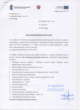 Wdrożenie innowacyjnej technologii produkcji