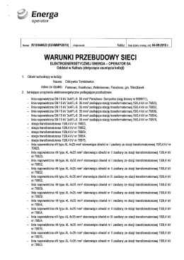 Załącznik nr 1A Warunki przebudowy sieci cz. zachodnia