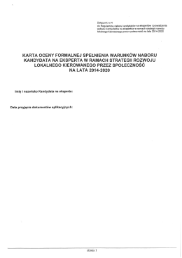 karta oceny formalnej spełnienia warunków naboru