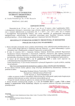 Obwieszczenie Dyrektora Ochrony Środowiska w Rzeszowie