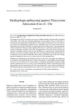 Ekofizjologia epifitycznej paproci Platycerium bifurcatum