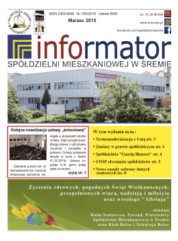 Informator nr1/2015 - Spółdzielnia Mieszkaniowa w Śremie