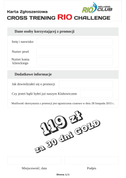 Karta Zgłoszeniowa R103 CLUB