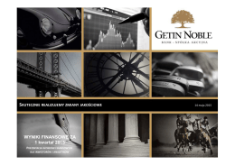 Getin Noble Bank, Przegląd wyników finansowych za I kwartał 2015 r.