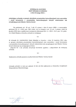 UCHWAŁA Nr 41/V/2015 RADY MIEJSKIEJ W SEROCKU