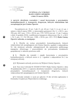 Uchwała Nr V/20/2015 z dnia 24 marca 2015