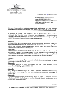 Wyjaśnienia i modyfikacja SIWZ - Gł&oacute;wny Inspektorat Transportu