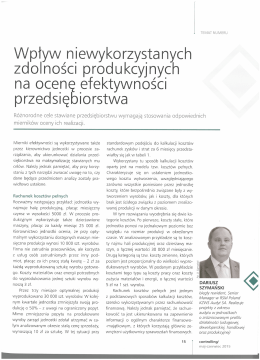 Wpływ niewykorzystanych zdolności produkcyjnych na ocenę