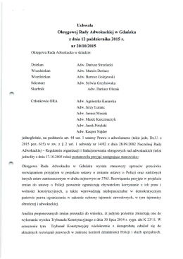 Uchwała Okręgowej Rady Adwokackiej w Gdańsku z dnia 12