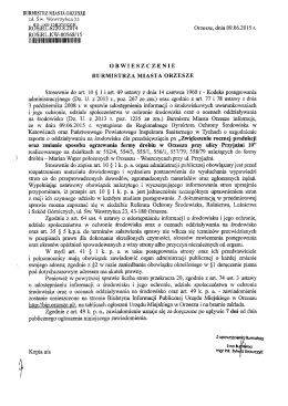 OBWIESZCZENIE BURMISTRZA MIASTA ORZESZE Stosownie do