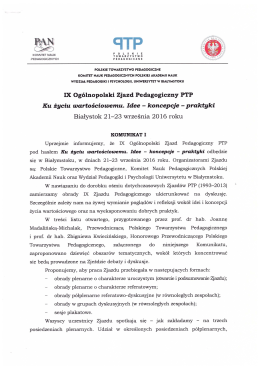 POLSKIE TOWARZYSTWO PEDAGOGICZNE KOMITET NAUK