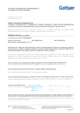 GOTHAER TOWARZYSTWO UBEZPIECZEN S.A. Gothaer