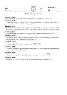 Planimetria i trygonometria 2 gr A