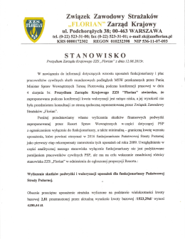 Stanowisko Prezydium ZK ZZS Florian