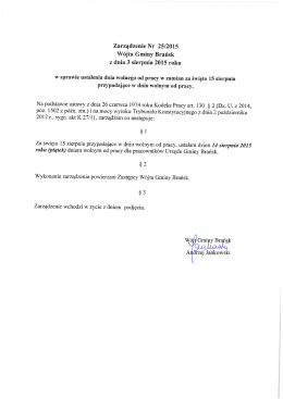 Zarządzenie Nr 25/2015 Wójta Gminy Brańsk z dnia 3 sierpnia 2015