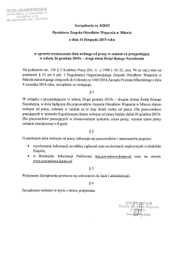 Zarządzenie nr 4/2015 Dyrektora Zespołu Ośrodków Wsparcia w