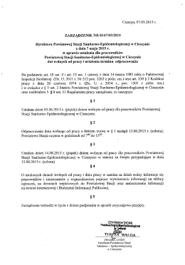 Cieszyn, 07.05.2015 r. ZARZĄDZENIE NR 014710312015