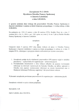 Zarządzenie Nr 2 /2015r - Ośrodek Pomocy Społecznej w Janowie