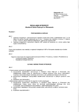 Regulamin Wyborczy Akademii Sztuk Pięknych w Warszawie