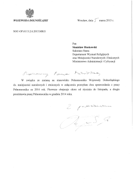 Sprawozdanie z pracy Pełnomocnika Wojewody Dolnośląskiego do