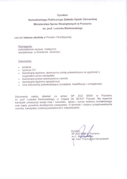 lekarz okulista na zastępstwo w poradni okulistycznej