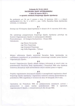 Uchwała Nr VI/61/2015 - Naczelna Izba Aptekarska