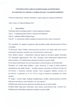 Charakterystyka wpływu praiektawanege przedsięwzięcia na