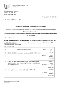 Informacja o wyborze - Uniwersytet Ekonomiczny we Wrocławiu
