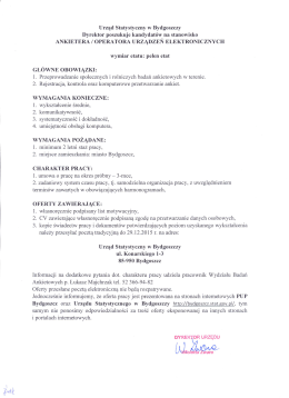GŁ&Oacute;WNE OBOWIĄZKI: - Urząd Statystyczny w Bydgoszczy