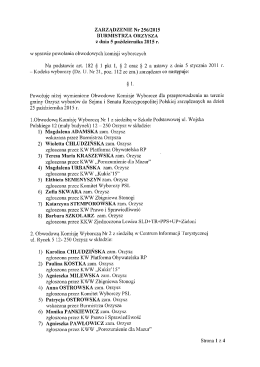 ZARZĄDZENIE Nr 25612015 BURMISTRZA ORZYSZA z dnia 5
