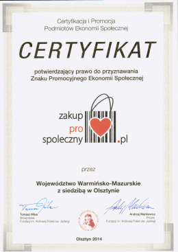 certyfikat - Wama-Coop
