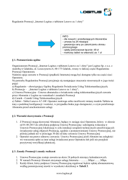 Regulamin promocji "INTERNET LOGITUS Z TABLETEM LENOVO