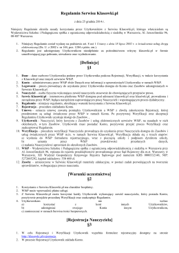 Regulamin Serwisu Klasowki.pl [Definicje] §1 [Warunki uczestnictwa