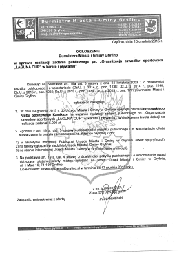 Ogłoszenie Burmistrza Miasta i Gminy Gryfino