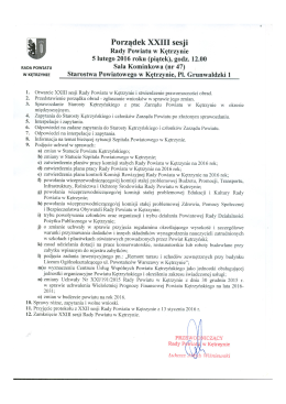 Porządek XXIII sesji - Starostwo Powiatowe w Kętrzynie
